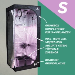 LED Low Budget Growbox Komplettset S / 80x80x180cm